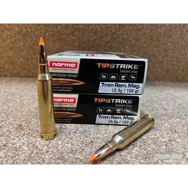 lot de 2  BOITES DE MUNITIONS NORMA  7 MM REMINGTON MAGNUM  tipstrike