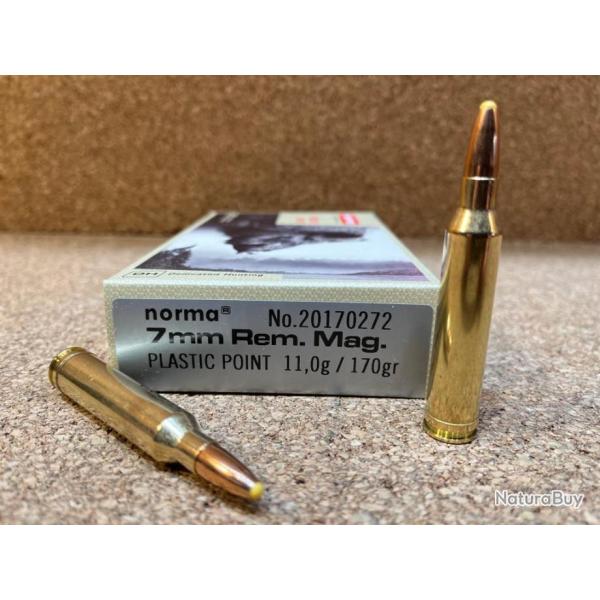 1 BOITES DE MUNITIONS NORMA  7 MM REMINGTON MAGNUM plastic point, PPDC, DUAL CORE