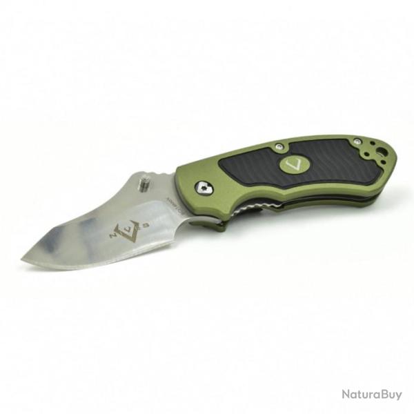 Couteau V NIVES Stout Lame Acier 8Cr14MoV Manche Green Aluminum Black Linerlock VNI30152