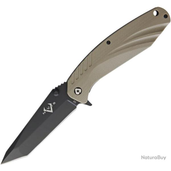 Couteau V NIVES SFL Lame Tanto Acier D2 Manche Coyote G-10 Framelock VNI30114