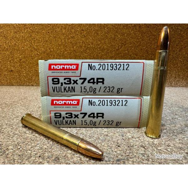 LOT DE 2  BOITES DE MUNITIONS NORMA  9.3 X74 R VULKAN 15 GR