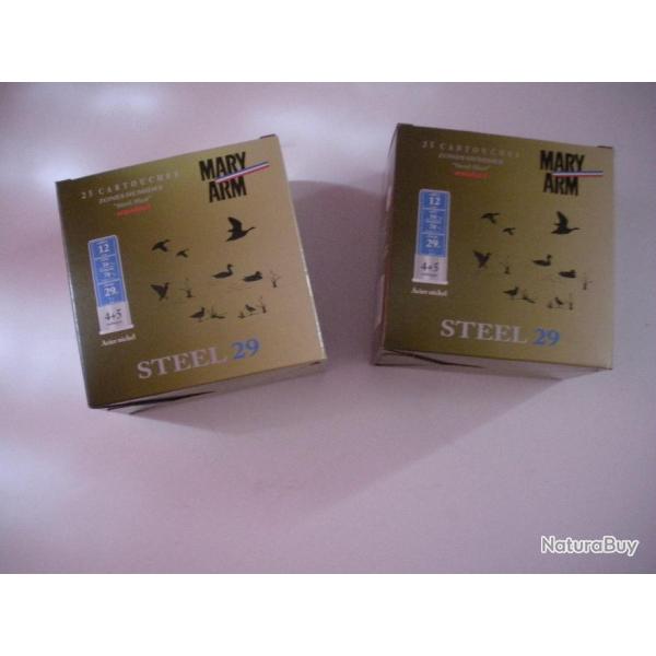 N3630-LOT DE 50 CARTOUCHES (MARY ARM) CAL.12- STEEL 29- NEUF!!!