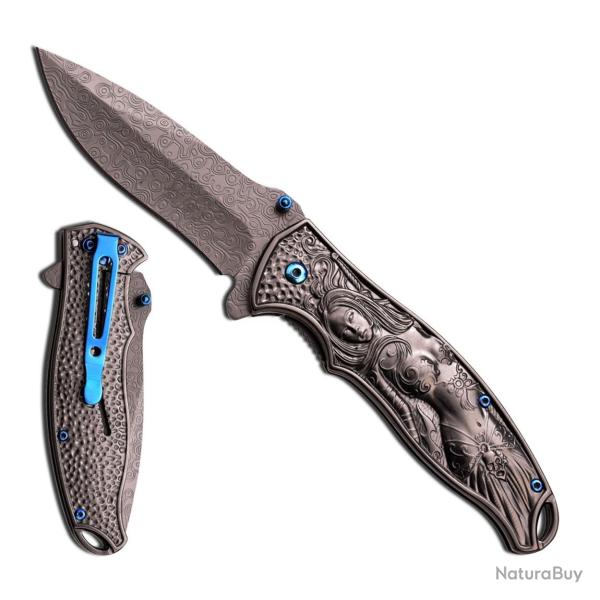 Masters Collection - Couteau Pliant D�cor Femme Manche 12cm - MC-A019 - MC-A019GY