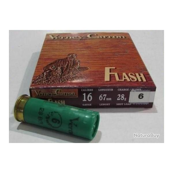 boite de 10 cartouche verney carron Flash bourre grasse calibre 16/67 , 28 grammes, plombs 6