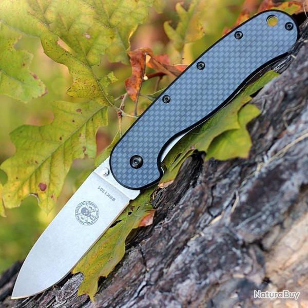 Couteau Esee Zancudo Manche Carbon Fiber/G-10 Lame Acier D2 Framelock BRK1302CF