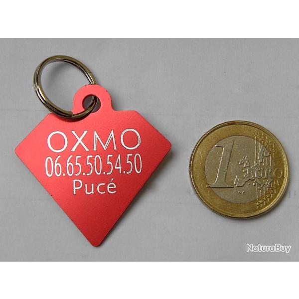 MEDAILLE Grav�e chien Diamant rouge  gravure, personnalisation offerte