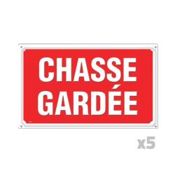 Lot de 5 Panneaux CHASSE GARD&Eacute;E Alu 30X20cm