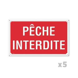 Lot de 5 Panneaux P&Ecirc;CHE INTERDITE Aluminium 30X20cm