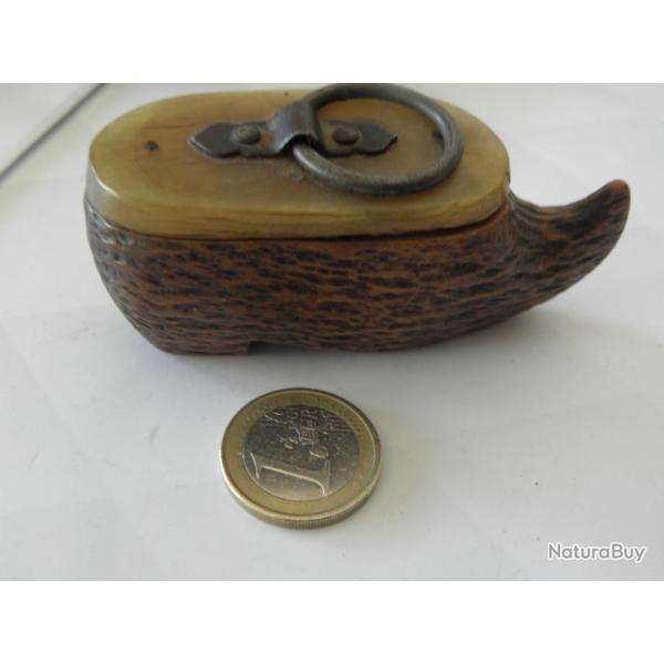 antique tabati�re bois et corne xix eme