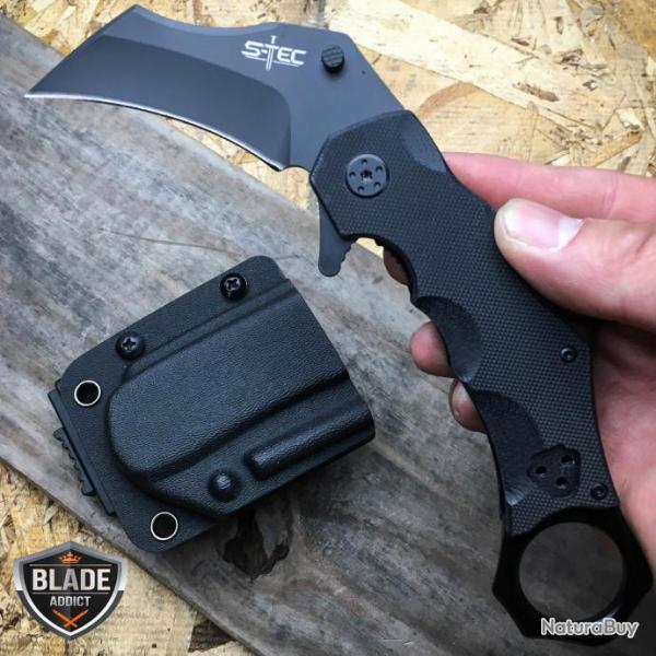 Couteau S-TEC Karambit Lame Acier 440 Manche G-10 Linerlock Etui Kydex STTS005