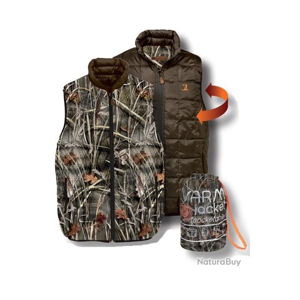 Gilet ouatin� Percussion r�versible Marron GhostCamo Wet
