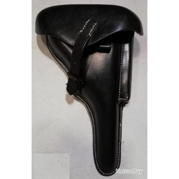 Etui Holster cuir rigide LUGER P08 MARINE ( P 08 ) noir black WW1 NAVY