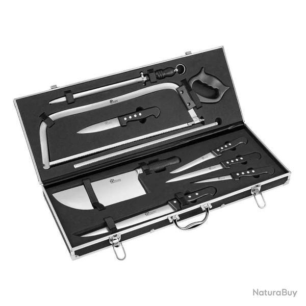 Mallette de boucher en aluminium avec 8 outils de pr�paration