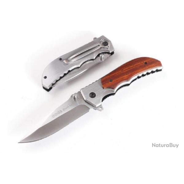 Couteau Pliant Massif "Sog" Lame Acier Chrom� 9,5 Cm Manche Bois 12 Cm