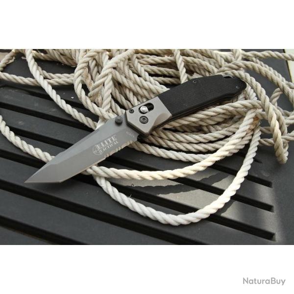 Couteau Elite Tactical Lame Tanto 8Cr13MoV Serr Manche Aluminium/G10 Rapid Lock ELT1027BK