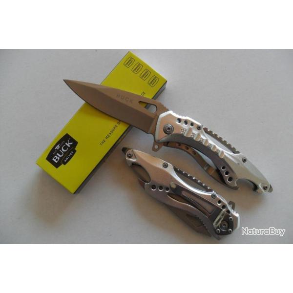 Couteau de Sauvetage Lame Acier 8,5 cm Manche Alu 12 cm Outdoor