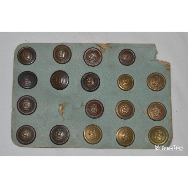 18 BOUTONS ALLEMANDS COURONNE IMPERIALE-GUERRE 1914/1914-GERMAN JACKET BUTTONS 1� WW