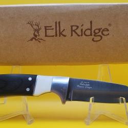 Couteau de Chasse P&ecirc;che Elk Ridge Lame Guthook Acier Inox Manche Bois/Pierre Etui Nylon ER20008WH