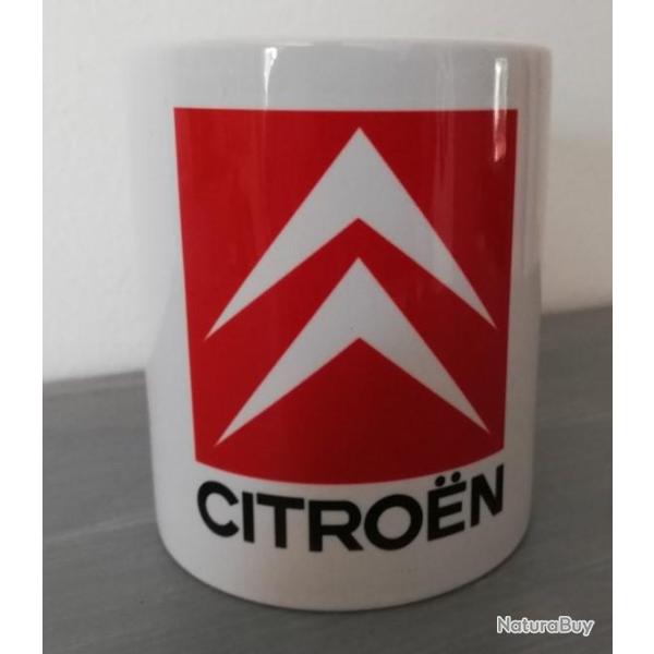 TASSE ceramique MUG COFFEE CITROEN CHEVRONS ROUGES DS ID AMI 2CV DYANE CX GS BX JAVEL