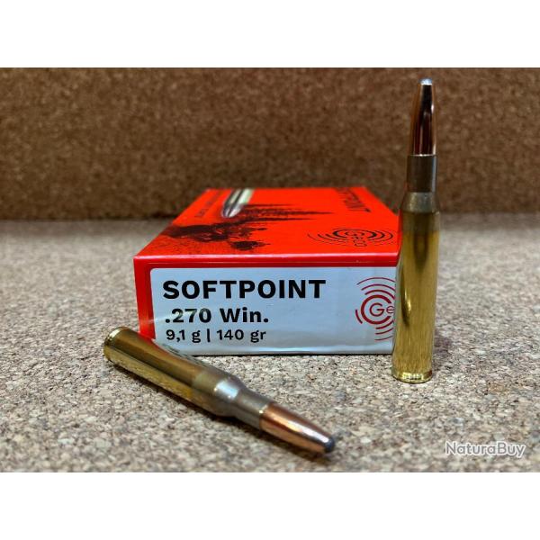 1 BOITE DE 20 CARTOUCHES GECO  270 WIN DEMI BLINDEE 9.1GR