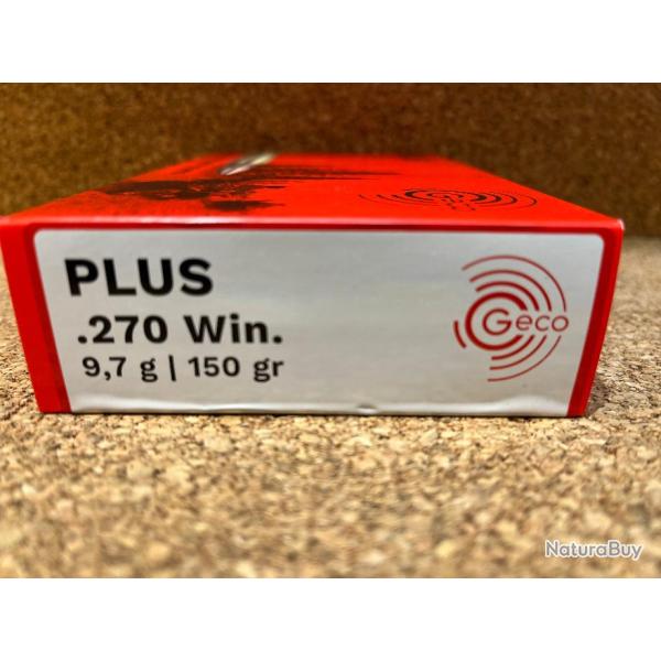 LOT DE 2 BOITES DE 20 CARTOUCHES GECO  270 WIN PLUS 9.7GR