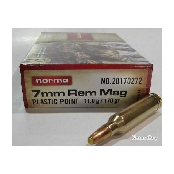 1 boites neuve de 20 cartouches  de calibre 7MM Remington Magnum, NORMA PPDC 170 grs
