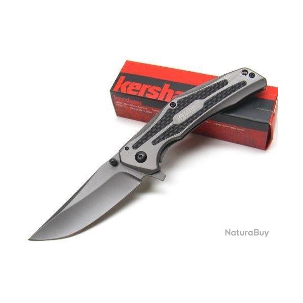 Couteau Kershaw Duojet A/O Lame Acier 8Cr13MoV Manche Acier/Fibre de Carbone KS8300