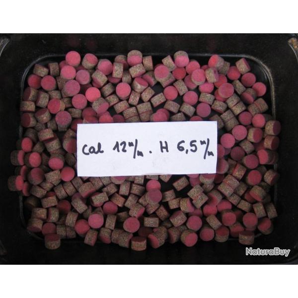 Bourres  cal  12 m/m  ( carabine de jardin )  en feutre gris  1�re  qualit�  hauteur  6,5  m/m .