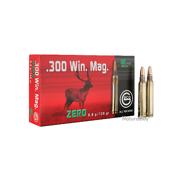 LOT DE 3 BOITES 20 CARTOUCHES GECO ZERO CAL .300 WIN MAG 8.8gr