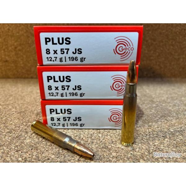 LOT DE 3 BOITES DE 20 CARTOUCHES GECO PLUS CAL. 8 X 57 JS 12.7 gr