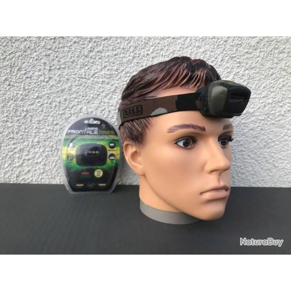 LAMPE FRONTALE � leds marque ARES CAMOUFLAGE + PILES neuves  (ensemble neuf sous blister)