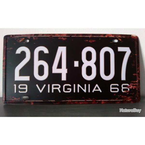 Rare plaque t�le VIRGINIA 1968 264-807 style EMAIL 15X30 VINTAGE