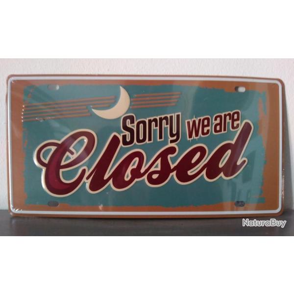 Rare plaque t�le SORRY WE ARE CLOSED style EMAIL 15X30 VINTAGE MAGASIN BAR