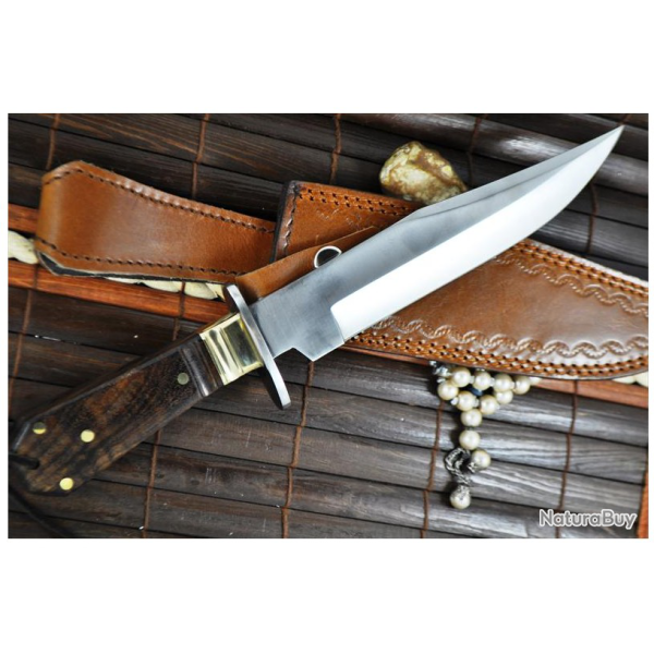 COUTEAU CHASSE FAIT MAIN - COUTEAU BOWIE - BOIS DE BOYER -  ACIER 440C (3)