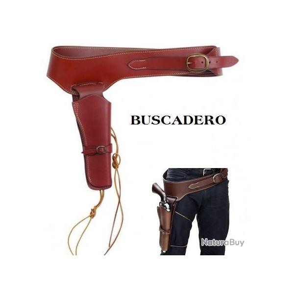 Ceinturon holster (BUSCADERO) Marron pour tous revolver western
