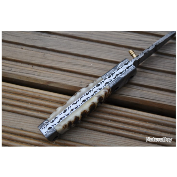 Couteau de poche Damas fait main - Couteau pliant avec cran de s�ret� (2)