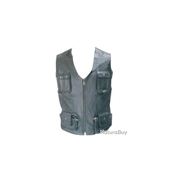 GILET CHASSE Multi poche CUIR