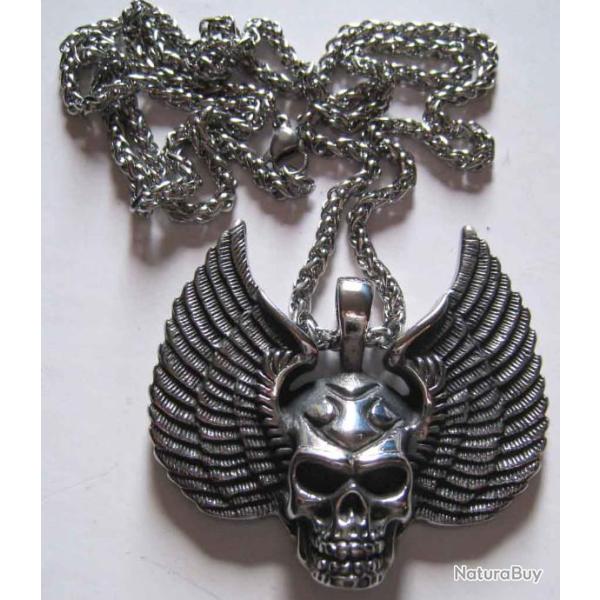 PENDENTIF SKULL AILE VIKING - Ref.83
