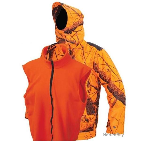 Veste battue camo orange 3 en 1