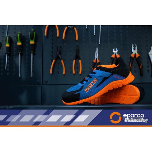 Chaussures de s�curit� basses S1P SRC Sparco Teamwork Practice Bleu Orange