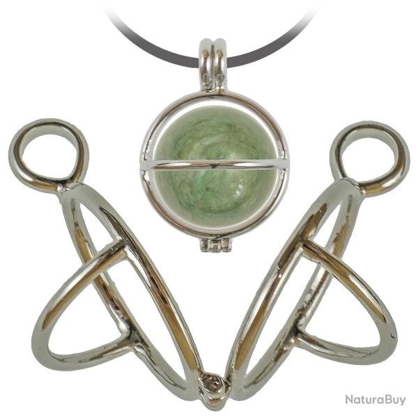 Pendentif cage en m�tal argent� pour sph�re en pierre de 2 cm