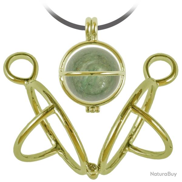 Pendentif cage en m�tal dor� pour sph�re en pierre de 2 cm
