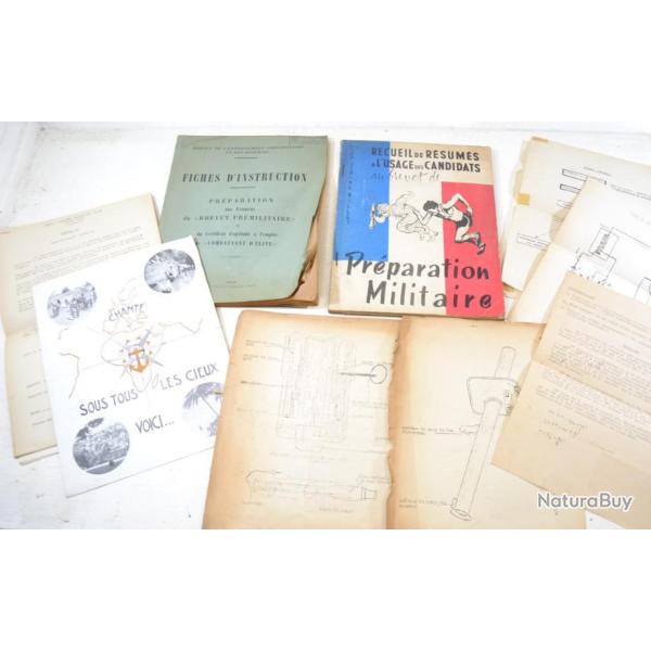 Ensemble documents Fiches d'instruction pr�paration miliraire ann�es 1950 Guerre Indochine Alg�rie