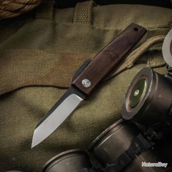 Couteau Ohta Style Higonokami FK7 Lame Acier D2 Manche Cocobolo Housse Cuir Made Japan OFK7CO