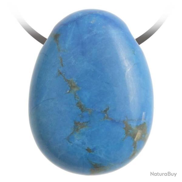 Pendentif goutte pierre perc�e en howlite teint�e bleu