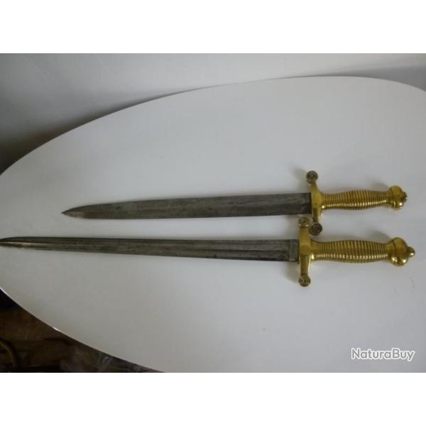 LOT DE 2 GLAIVES ANCIENS XIXe INFANTERIE OU POMPIER KLINGENTHAL / COULAUX & CIE