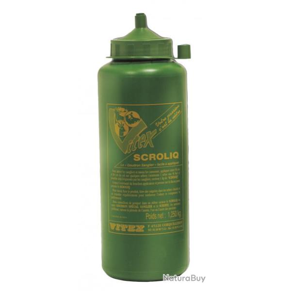 Goudron Vitex Scroliq en bouteille de 1,250kg pour sangliers. 