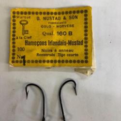 100 hame&ccedil;on n 1 oeillet noir renvers&eacute; r&eacute;f 160b tige moyenne  simple p&ecirc;che mer et rivi&egrave;re. mustad