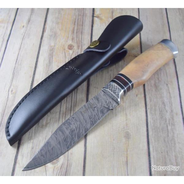 Couteau Puukko Elk Ridge Lame Acier 3Cr13 Manche Bois Etui Simili Cuir ER20014MP