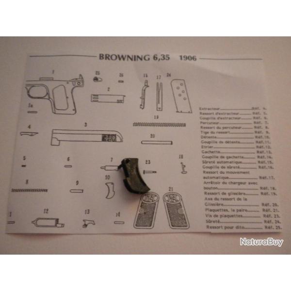 VENDU PAR CUIRASSIER11 DETENTE DE PISTOLET BROWNING 1906